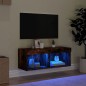vidaXL Mueble para TV con luces LED roble ahumado 80x30x30 cm