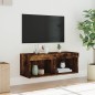 vidaXL Mueble para TV con luces LED roble ahumado 80x30x30 cm