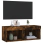 vidaXL Mueble para TV con luces LED roble ahumado 80x30x30 cm