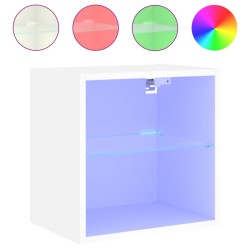 vidaXL Mesita de noche de pared con luces LED blanco