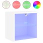 vidaXL Mesita de noche de pared con luces LED blanco