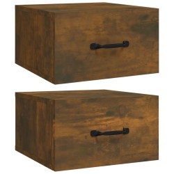 vidaXL Mesitas de noche de pared 2 uds roble ahumado 35x35x20 cm  
