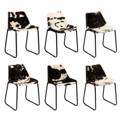 vidaXL Sillas de comedor de cuero de cabra auténtico 6 unidades