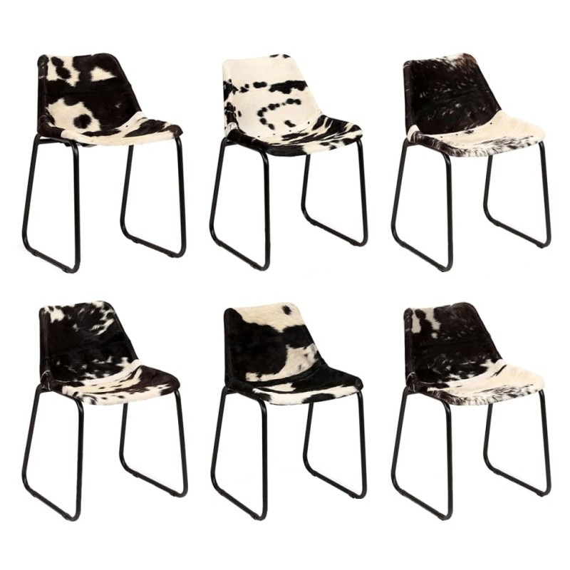 vidaXL Sillas de comedor de cuero de cabra auténtico 6 unidades vidaXL Sillas de comedor de cuero de cabra auténtico 6 unidades