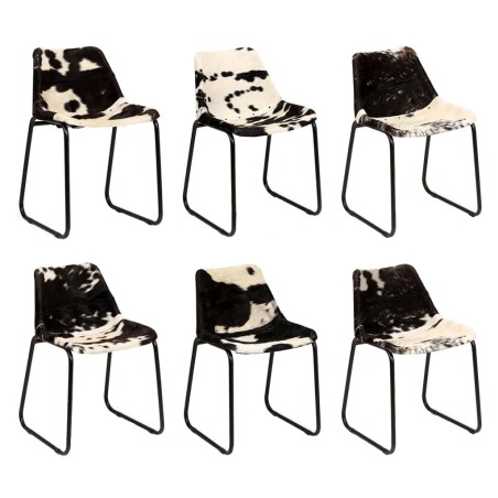vidaXL Sillas de comedor de cuero de cabra auténtico 6 unidades