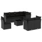 vidaXL Set de sofás de jardín 8 piezas y cojines ratán sintético negro vidaXL Set de sofás de jardín 8 piezas y cojines ratán sintético negro
