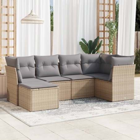 vidaXL Juego de sofás jardín con cojines 6 pzas ratán sintético beige