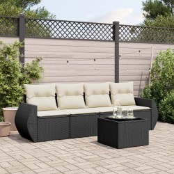 vidaXL Set de muebles de jardín 5 pzas y cojines ratán sintético negro