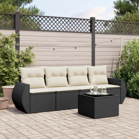 vidaXL Set de muebles de jardín 5 pzas y cojines ratán sintético negro