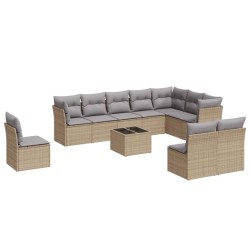 vidaXL Set de sofás de jardín 11pzas con cojines ratán sintético beige