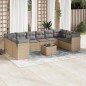 vidaXL Set de sofás de jardín 11pzas con cojines ratán sintético beige vidaXL Set de sofás de jardín 11pzas con cojines ratán sintético beige