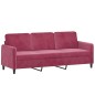 vidaXL Sofá de 3 plazas con cojines terciopelo rojo tinto 180 cm vidaXL Sofá de 3 plazas con cojines terciopelo rojo tinto 180 cm