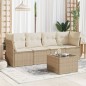 vidaXL Juego de sofás jardín con cojines 5 pzas ratán sintético beige vidaXL Juego de sofás jardín con cojines 5 pzas ratán sintético beige