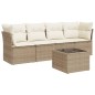 vidaXL Juego de sofás jardín con cojines 5 pzas ratán sintético beige vidaXL Juego de sofás jardín con cojines 5 pzas ratán sintético beige