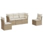 vidaXL Juego de sofás jardín con cojines 5 pzas ratán sintético beige vidaXL Juego de sofás jardín con cojines 5 pzas ratán sintético beige