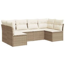 vidaXL Juego de sofás jardín con cojines 6 pzas ratán sintético beige