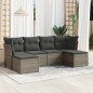 vidaXL Set de muebles de jardín 6 pzas y cojines ratán sintético gris vidaXL Set de muebles de jardín 6 pzas y cojines ratán sintético gris