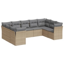 vidaXL Set de sofás de jardín 9 pzas con cojines ratán sintético beige