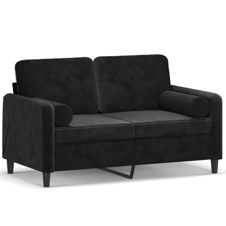 vidaXL Sofá de 2 plazas con cojines terciopelo negro 120 cm