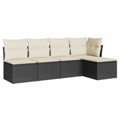 vidaXL Set de muebles de jardín 5 pzas y cojines ratán sintético negro