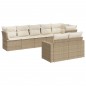 vidaXL Juego de sofás de jardín con cojines beige 8 pzas ratán PE vidaXL Juego de sofás de jardín con cojines beige 8 pzas ratán PE