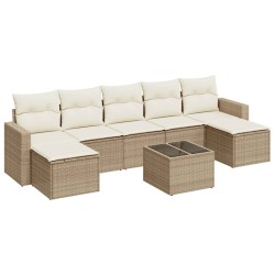 vidaXL Juego de sofás de jardín con cojines beige 8 pzas ratán PE