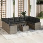 vidaXL Set de sofás de jardín 10 pzas con cojines ratán sintético gris vidaXL Set de sofás de jardín 10 pzas con cojines ratán sintético gris