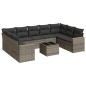 vidaXL Set de sofás de jardín 10 pzas con cojines ratán sintético gris vidaXL Set de sofás de jardín 10 pzas con cojines ratán sintético gris