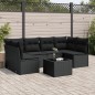 vidaXL Set de comedor de jardín 7 pzas y cojines ratán sintético negro vidaXL Set de comedor de jardín 7 pzas y cojines ratán sintético negro