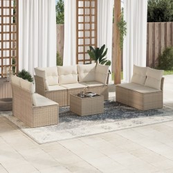 vidaXL Juego de sofás de jardín con cojines beige 8 pzas ratán PE