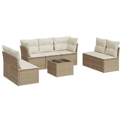 vidaXL Juego de sofás de jardín con cojines beige 8 pzas ratán PE