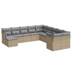 vidaXL Set de sofás de jardín 11pzas con cojines ratán sintético beige