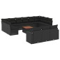 vidaXL Set sofás de jardín 14 pzas con cojines ratán sintético negro vidaXL Set sofás de jardín 14 pzas con cojines ratán sintético negro