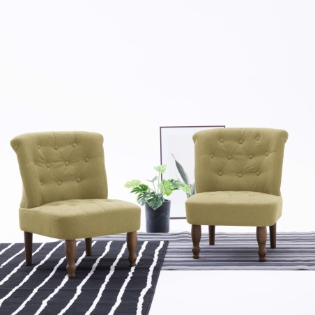 vidaXL Sillas de estilo francés 2 unidades tela verde