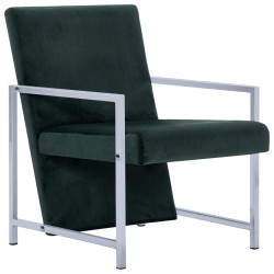 vidaXL Sillón con patas cromadas terciopelo verde oscuro