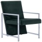 vidaXL Sillón con patas cromadas terciopelo verde oscuro vidaXL Sillón con patas cromadas terciopelo verde oscuro