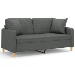 vidaXL Sofá de 2 plazas con cojines tela gris oscuro 140 cm