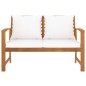vidaXL Banco de jardín con cojín crema madera maciza de acacia 120 cm vidaXL Banco de jardín con cojín crema madera maciza de acacia 120 cm