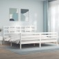 vidaXL Estructura de cama con cabecero madera maciza blanco 200x200 cm vidaXL Estructura de cama con cabecero madera maciza blanco 200x200 cm