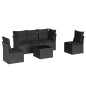 vidaXL Set de sofás de jardín 6 piezas y cojines ratán sintético negro vidaXL Set de sofás de jardín 6 piezas y cojines ratán sintético negro