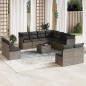 vidaXL Set de sofás de jardín 12 pzas con cojines ratán sintético gris vidaXL Set de sofás de jardín 12 pzas con cojines ratán sintético gris