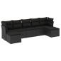 vidaXL Set de comedor de jardín 7 pzas y cojines ratán sintético negro