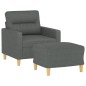 vidaXL Sillón con taburete tela gris oscuro 60 cm