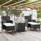 vidaXL Mesa sillas jardín 5 pzas ratán sintético vidrio templado negro vidaXL Mesa sillas jardín 5 pzas ratán sintético vidrio templado negro