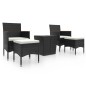 vidaXL Mesa sillas jardín 5 pzas ratán sintético vidrio templado negro vidaXL Mesa sillas jardín 5 pzas ratán sintético vidrio templado negro