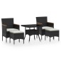 vidaXL Set comedor jardín 5 pzas ratán sintético vidrio templado negro vidaXL Set comedor jardín 5 pzas ratán sintético vidrio templado negro