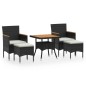 vidaXL Set comedor jardín 5 pzas ratán sintético y madera acacia negro vidaXL Set comedor jardín 5 pzas ratán sintético y madera acacia negro