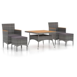 vidaXL Set de comedor jardín 5 pzas ratán sintético madera acacia gris