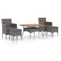 vidaXL Set de comedor jardín 5 pzas ratán sintético madera acacia gris