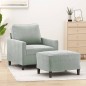 vidaXL Sillón con taburete terciopelo gris claro 60 cm vidaXL Sillón con taburete terciopelo gris claro 60 cm